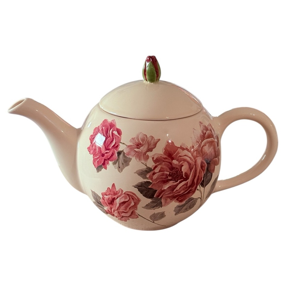 Floral Teapot with Pink Roses
